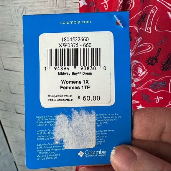 Columbia PFG Midway Bay Red Spark Americana Fish Print Omni-Wick Freeze plus siz - Picture 6 of 11